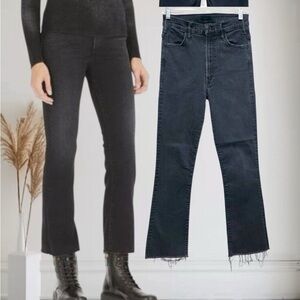 Mother The Hustler Ankle Fray Women’s High Rise Black Faded Wash Jeans Size 26